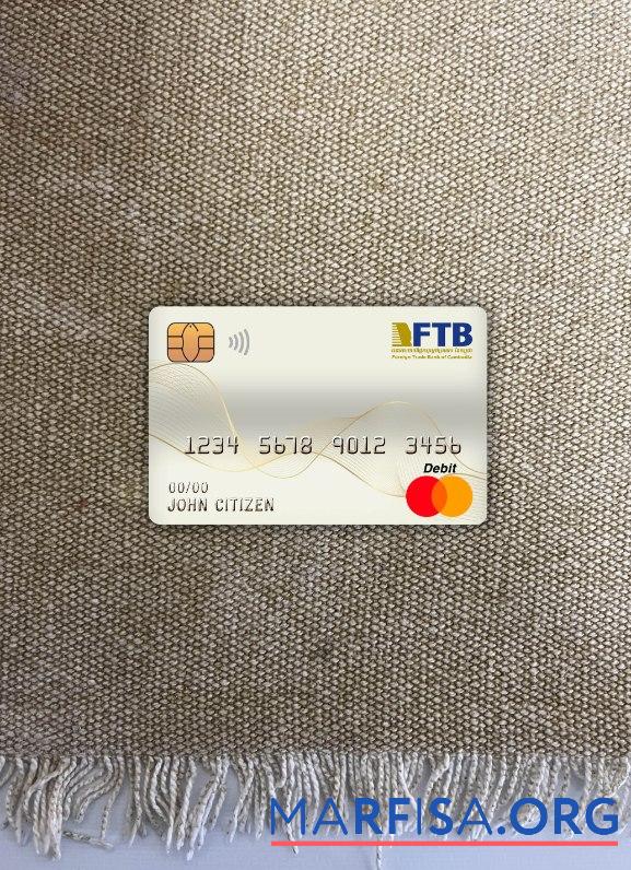 Blank Cambodia Foreign Trade bank master debit card photolook front download for verification